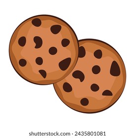Chocolate chip cookie on white background