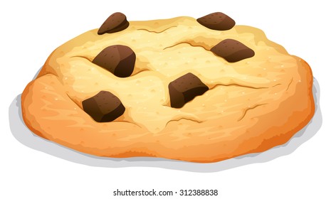 Chocolate Chip Cookie On White Illustration