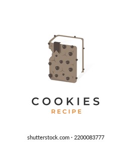 Chocolate chip cookie recipe book vector illustration logo