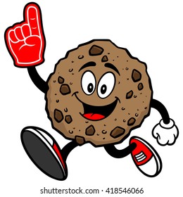 Chocolate Chip Cookie Running with a Foam Finger