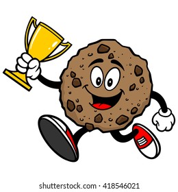 Chocolate Chip Cookie Running with a Trophy
