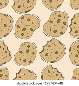 Chocolate Chip Cookie Seamless Pattern