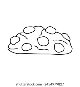 Chocolate chip cookie, side view, doodle style flat vector outline for coloring book