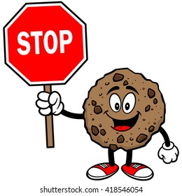 Chocolate Chip Cookie with a Stop Sign