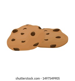 Chocolate chip cookie vector clip-art, isolated cartoon style cookie.