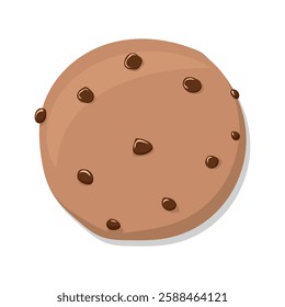 Chocolate Chip Cookie Vector. Flat Illustration. Delicious. Biscuit. Sweet.