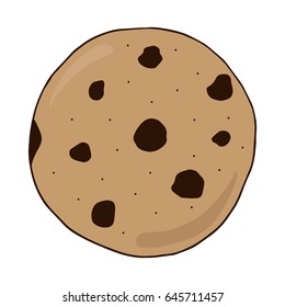 Chocolate chip cookie vector illustration doodle drawing. Sweet cookie hand drawing.