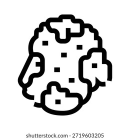 Chocolate chip cookie vector outline icon representing a popular baked good with chocolate pieces, ideal for illustrating dessert menus, sweet treats, and snack concepts