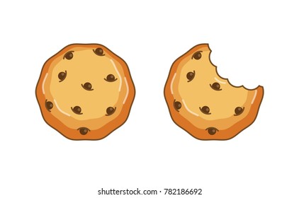 Chocolate chip cookie vector, Top View 