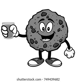 Chocolate Chip Cookie with Water Illustration
