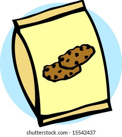 chocolate chip cookies bag vector illustration