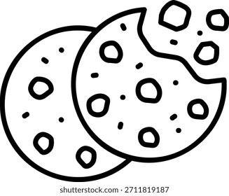 Galletas de chispas de chocolate con el icono faltante de la mordida