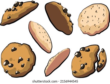 chocolate chip cookies and black sesame cookies