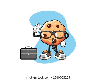 Chocolate chip cookies businessman cartoon. Mascot Character vector.