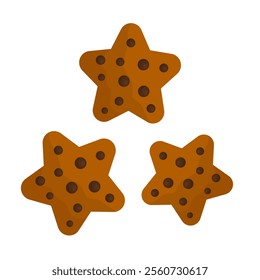 Chocolate chip cookies cartoon style. Star shape cookie clip art. Cookies vector illustration isolated in white background can use to education or food bussiness purpose