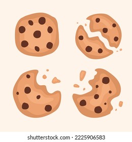 Chocolate chip cookies cartoon vector