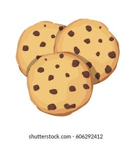 Chocolate Chip Cookies. Choco Cookie Icon. Vector Illustration