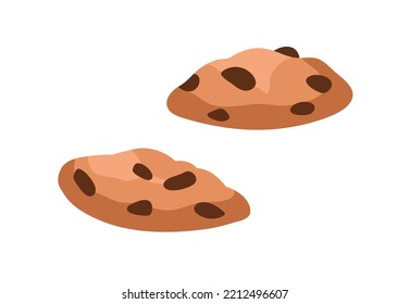 Galletas de chocolate. Galletas de chocolate y vainilla. Postre al horno para la masa de azúcar dulce. Panadería crujiente, delicioso bocadillo casero. Ilustración vectorial plana aislada en fondo blanco