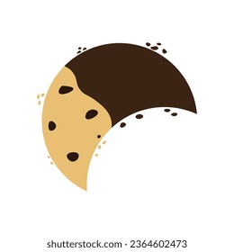 Chocolate chip cookies coated with chocolate. Vector illustration.