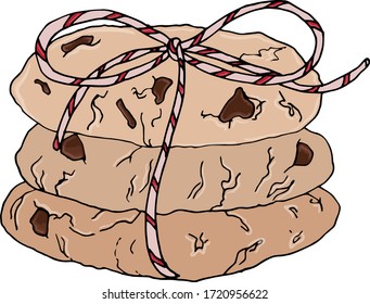 Chocolate Chip Cookies. Color flat vector illustration. Cartoon isolated on a white background.