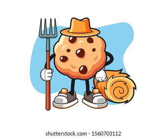 Chocolate chip cookies farmer cartoon. Mascot Character vector.