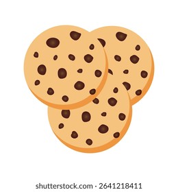 Chocolate chip cookies flat cartoon vector illustration