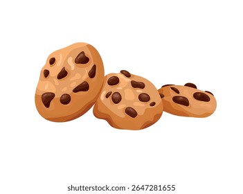 Chocolate chip cookies. Flat vector clipart, illustration with isolated background.