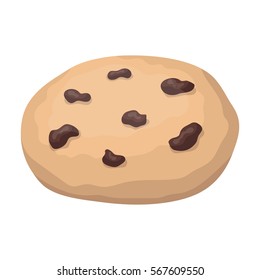 Chocolate chip cookies icon in cartoon style isolated on white background. Chocolate desserts symbol stock vector illustration.