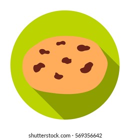 Chocolate chip cookies icon in flat style isolated on white background. Chocolate desserts symbol stock vector illustration.