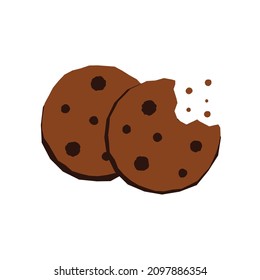 Chocolate chip cookies, icon, Vector, Illustration.