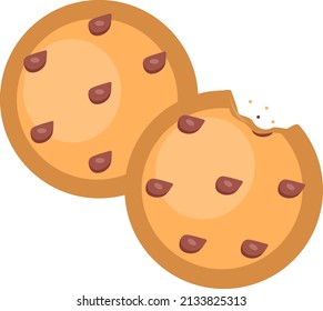 Chocolate chip cookies, illustration, vector on a white background.