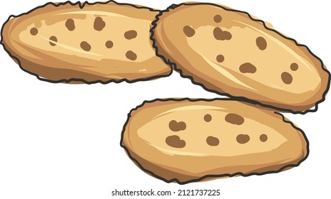 Chocolate chip cookies Isolated on a White Background