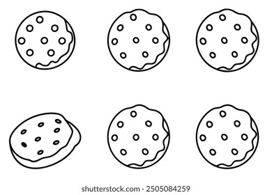 Chocolate Chip Cookies line art classic comfort cookies with gooey chocolate