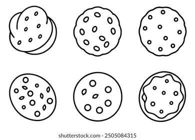Chocolate Chip Cookies line art perfect homemade cookies with sweet chocolate
