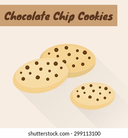 Chocolate chip cookies with long shadow.