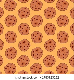 Chocolate Chip Cookies Pattern Background. Social Media Post. Delicious Food Vector Illustration.