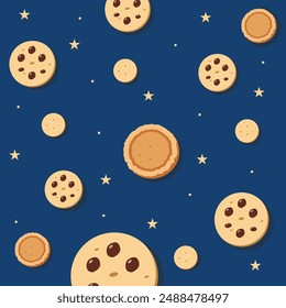 Chocolate chip cookies pattern background