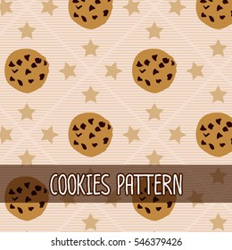 Chocolate chip cookies pattern. vector design