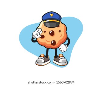 Chocolate chip cookies police officer cartoon. Mascot Character vector.