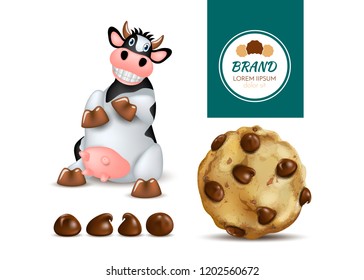 Chocolate chip cookies. Realistic Vector Illustration