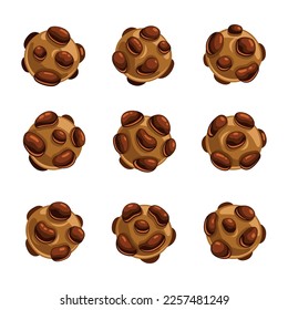 Chocolate Chip Cookies Set on White Background. Vector