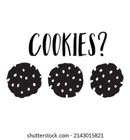 Chocolate chip cookies stamp, linocut stencil template.