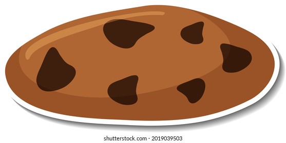 Chocolate chip cookies sticker on white background illustration
