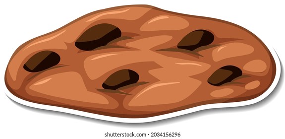 Chocolate chip cookies sticker on white background illustration