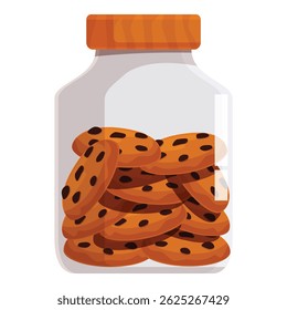 Biscoitos de chocolate são armazenados em um frasco de vidro com uma tampa laranja