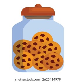 Biscoitos de chocolate são armazenados em um frasco de vidro com uma tampa marrom, garantindo frescura e deliciosidade
