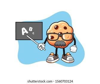 Chocolate chip cookies teacher cartoon. Mascot Character vector.