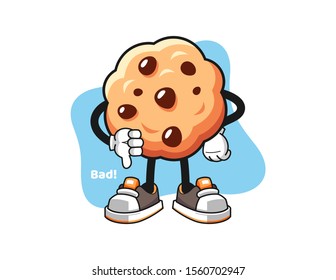 Chocolate chip cookies thumbs down cartoon. Mascot Character vector.
