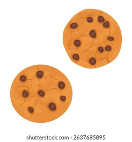 Chocolate Chip Cookies top view isolated on white background