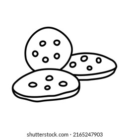 Chocolate chip cookies. Vector doodle drawing.